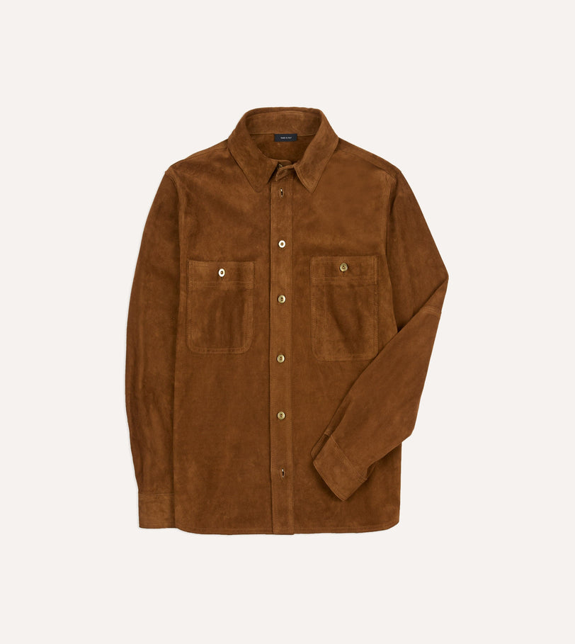 Tobacco Raw Suede Overshirt